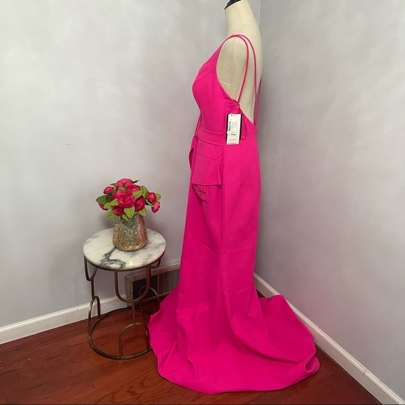 # Basix Black Label Fuchsia Side Hip Peplum Gown New With Tag - Picture 11 of 16